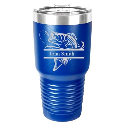 Personalized Laser Engraved 30 oz Insulated Tumbler -Fishing / Fisherman