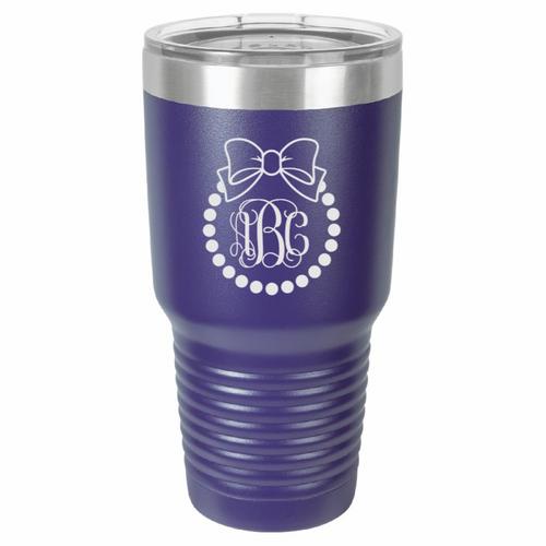 Personalized Laser Engraved 30 oz Insulated Tumbler - Vine Monogram