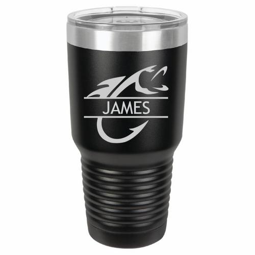 Personalized Laser Engraved 30 oz Insulated Tumbler -Fishing / Fisherman