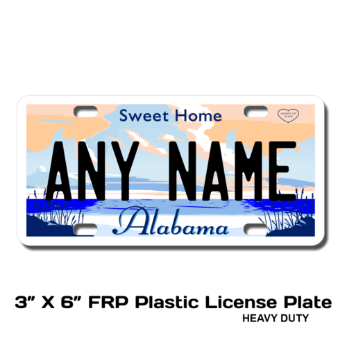 Personalized Alabama 3 X 6 Plastic License Plate 