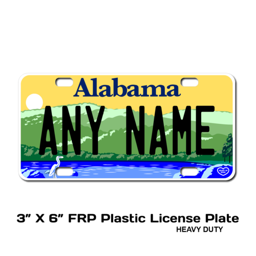 Personalized Alabama 3 X 6 Plastic License Plate 