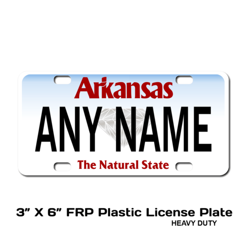 Personalized Arkansas 3 X 6 Plastic License Plate