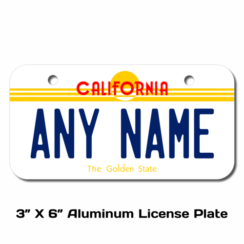 Personalized California 3 X 6 License Plate 