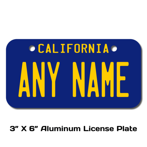 Personalized California 3 X 6 License Plate 