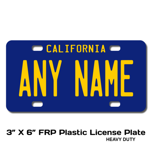 Personalized California 3 X 6 Plastic License Plate 