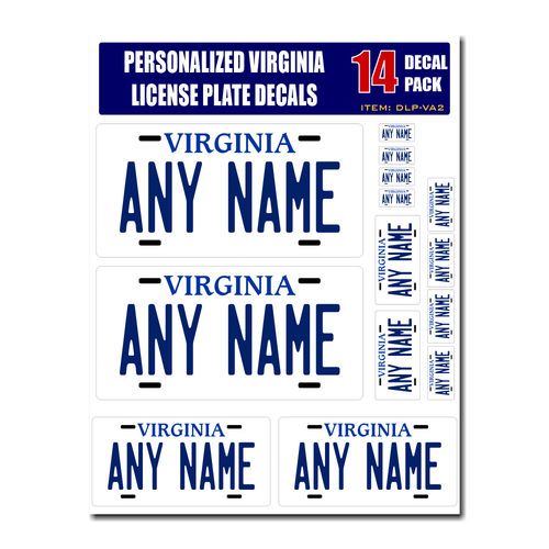 Personalized Virginia License Plate Decals - Stickers Version 2