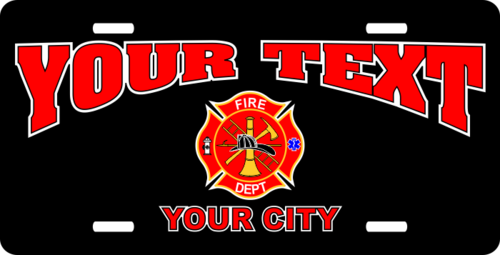 Personalized Fire Dept Maltese License Plate for Bicycles, Kid's Bikes, Carts, Cars or Trucks