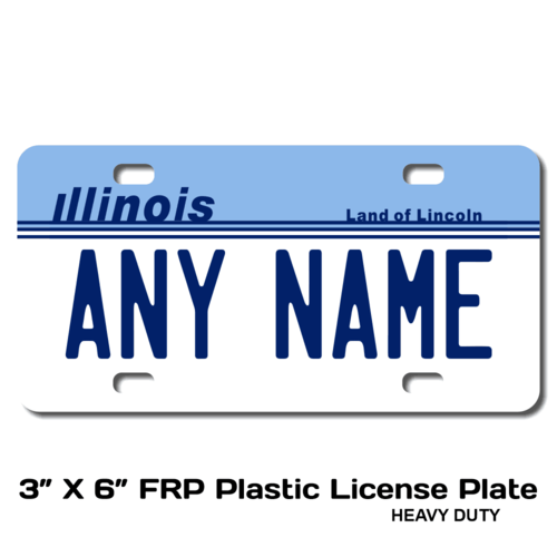 Personalized Illinois 3 X 6 Plastic License Plate 