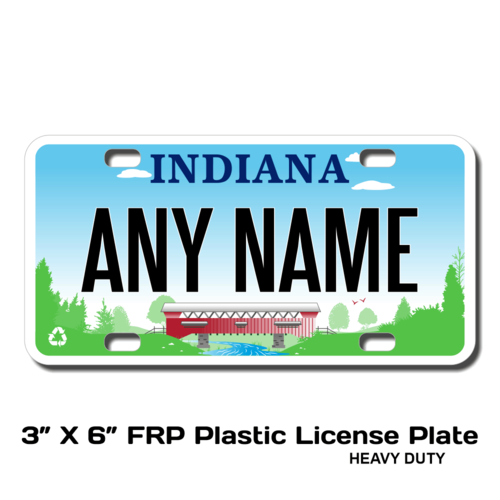 Personalized Indiana 3 X 6 Plastic License Plate 