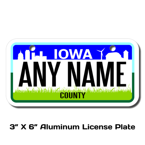 Personalized Iowa 3 X 6 License Plate 