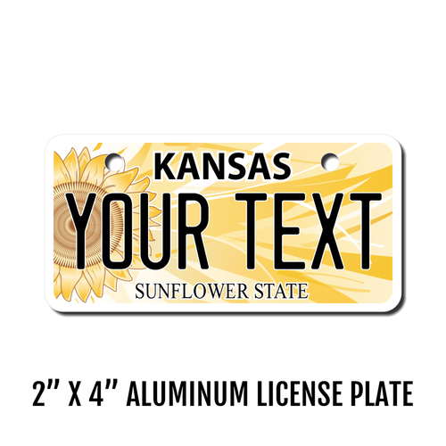 Personalized Kansas 2 X 4 License Plate 