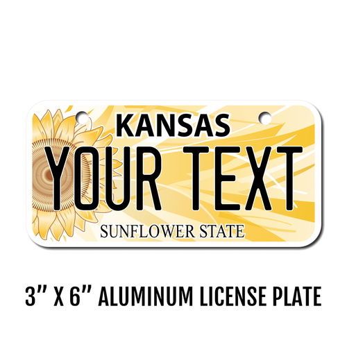 Personalized Kansas 3 X 6 License Plate 