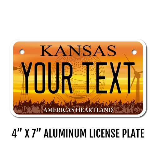 Personalized Kansas 4 X 7 License Plate