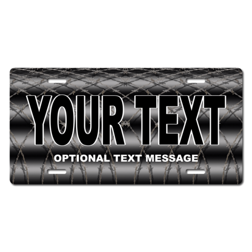 Personalized Black Barbwire License Plate for Bicycles, Kid's Bikes, Carts, Cars or Trucks