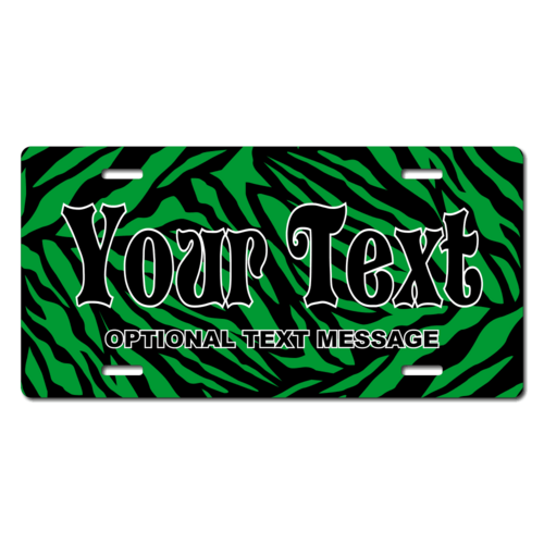 Personalized Green Zebra Print License Plate for Bicycles, Kid's Bikes, Carts, Cars or Trucks