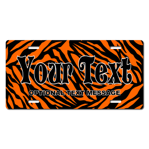 Personalized Orange Zebra Print License Plate for Bicycles, Kid's Bikes, Carts, Cars or Trucks