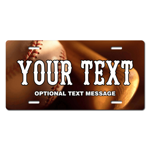 Personalized Baseball Bat and Baseball License Plate for Bicycles, Kid's Bikes, Carts, Cars or Truck