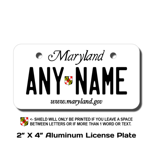 Personalized Maryland 2 X 4 License Plate 