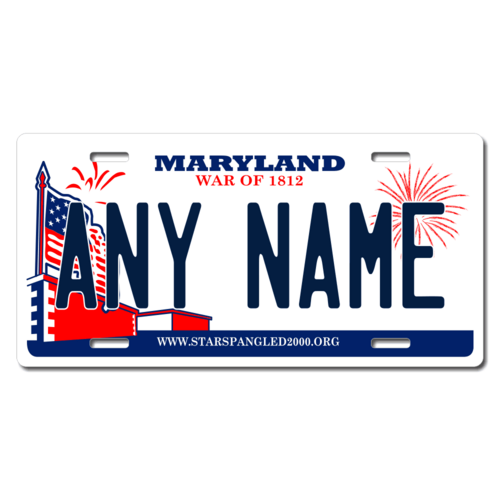 Personalized Maryland License Plate for Bicycles, Kid's Bikes, Carts, Cars or Trucks Version 2