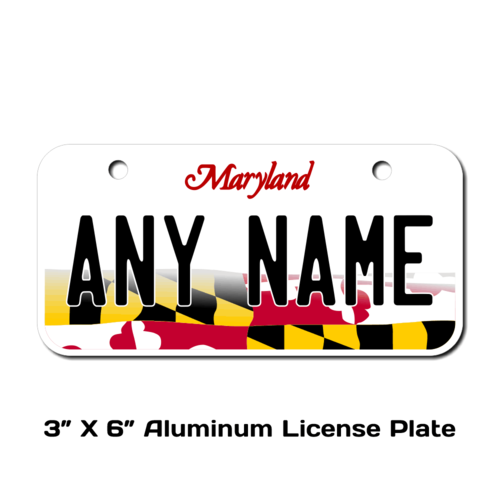 Personalized Maryland 3 X 6 License Plate 