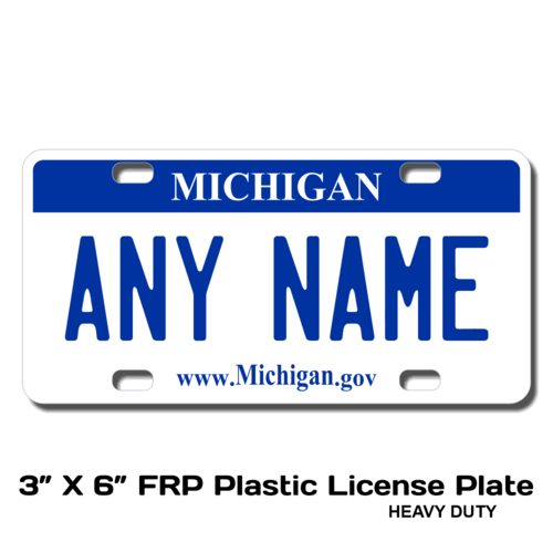 Personalized Michigan 3 X 6 Plastic License Plate 