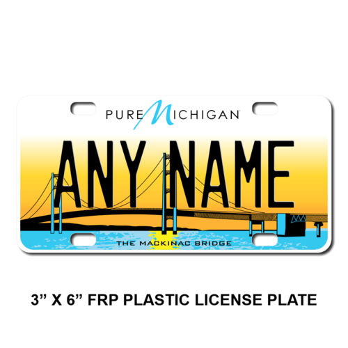 Personalized Michigan 3 X 6 Plastic License Plate 