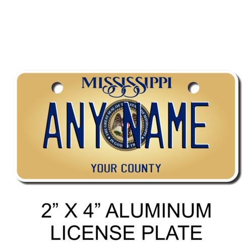 Personalized Mississippi 2 X 4 License Plate 
