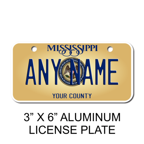 Personalized Mississippi 3 X 6 License Plate 