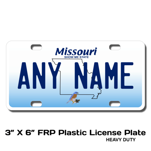 Personalized Missouri 3 X 6 Plastic License Plate 