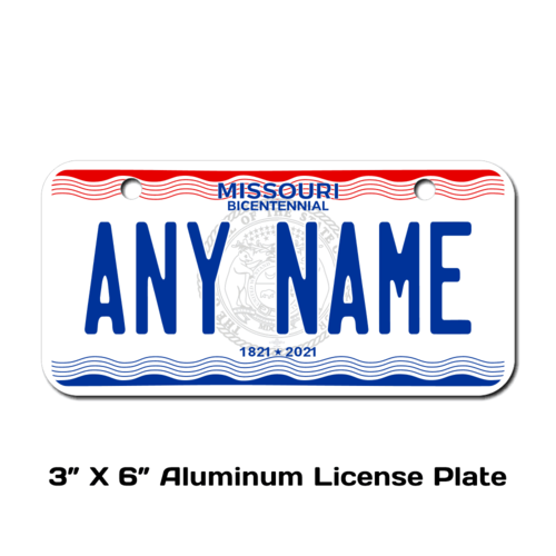 Personalized Missouri 3 X 6 License Plate 
