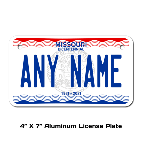 Personalized Missouri 4 X 7 License Plate