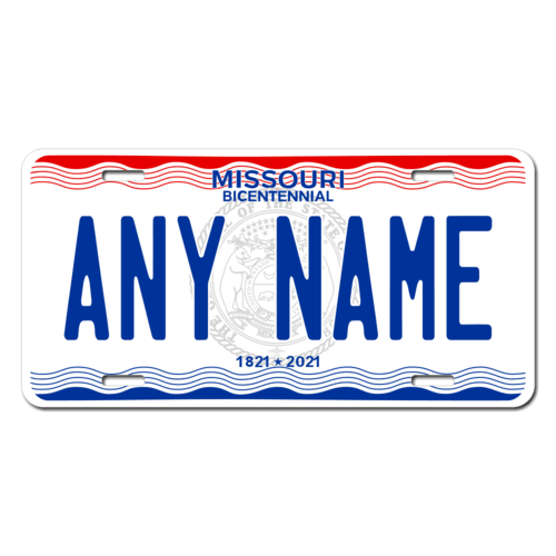 Personalized Missouri License Plate for Bicycles, Kid's Bikes, Carts, Cars or Trucks Version 3