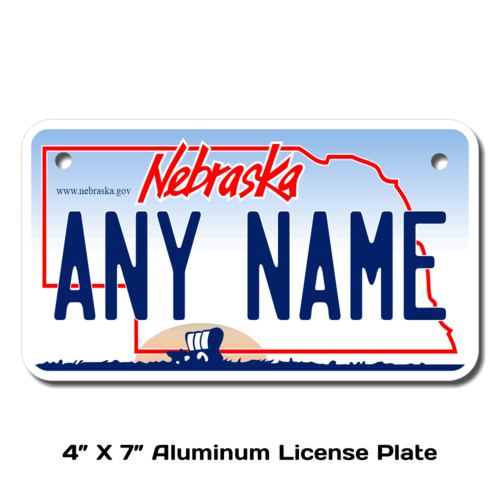 Personalized Nebraska 4 X 7 License Plate