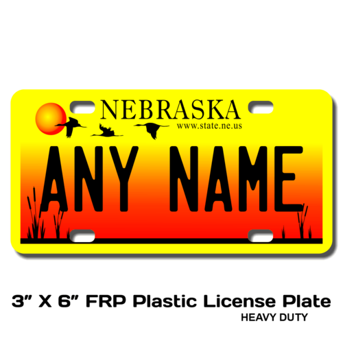 Personalized Nebraska 3 X 6 Plastic License Plate 