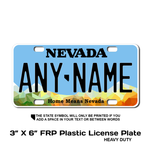 Personalized Nevada 3 X 6 Plastic License Plate 