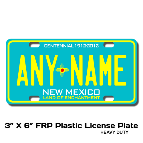 Personalized New Mexico 3 X 6 Plastic License Plate 