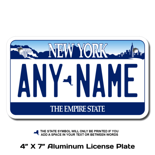 Personalized New York 4 X 7 License Plate