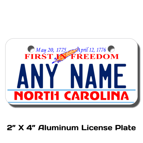 Personalized North Carolina 2 X 4 License Plate 