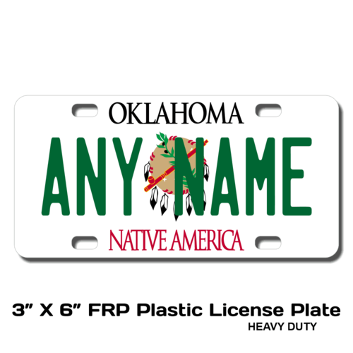 Personalized Oklahoma 3 X 6 Plastic License Plate 