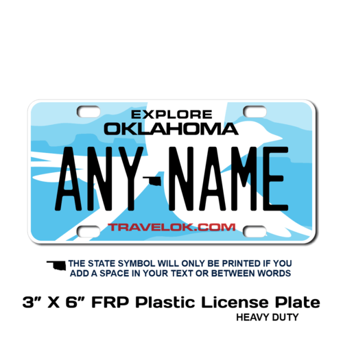 Personalized Oklahoma 3 X 6 Plastic License Plate 