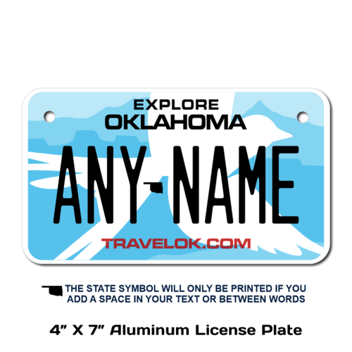 Personalized Oklahoma 4 X 7 License Plate