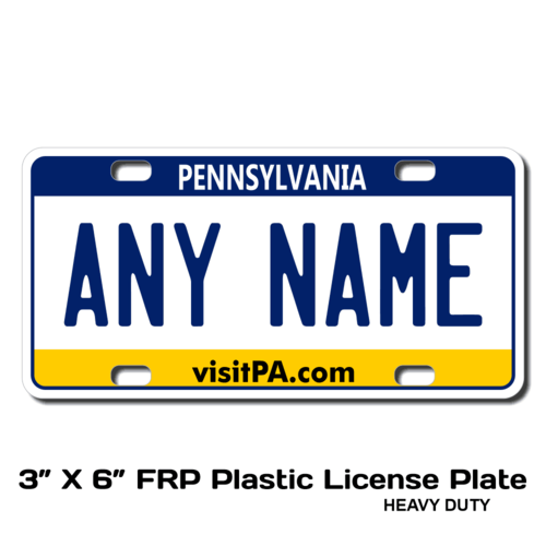 Personalized Pennsylvania 3 X 6 Plastic License Plate 