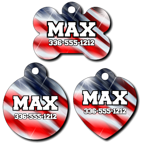 Personalized American Flag Pet Tag for Dogs and Cats