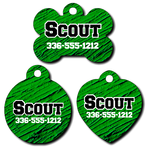 Personalized Green Textured Pet Tag for Dogs and Cats