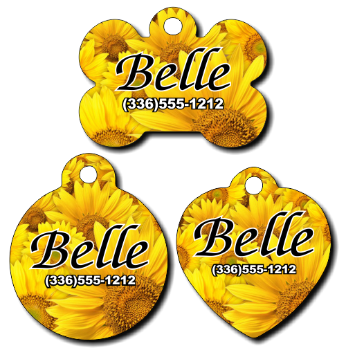 Personalized Sunflower Pet Tag for Dogs and Cats