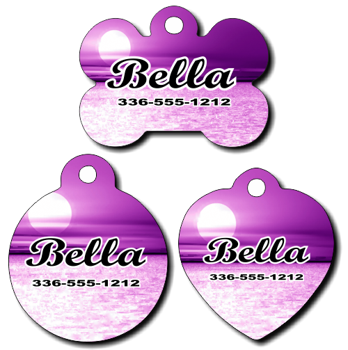 Personalized Sunset Background Pet Tag for Dogs and Cats