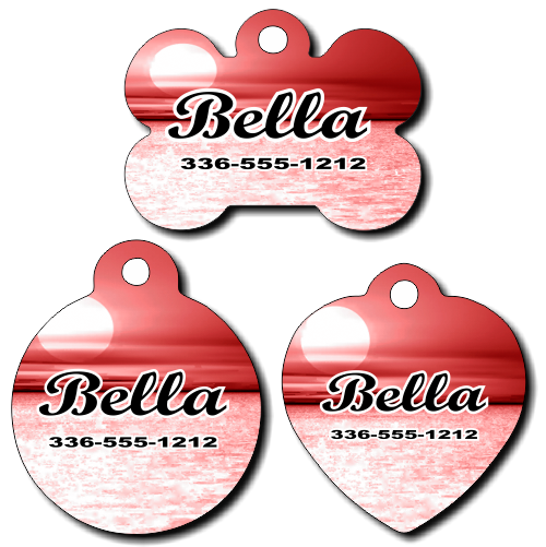 Personalized Sunset Background Pet Tag for Dogs and Cats