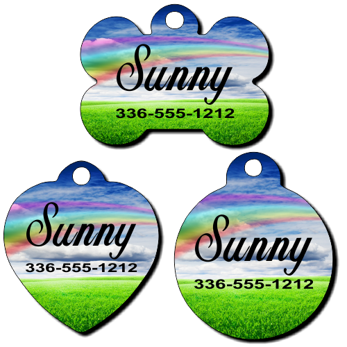 Personalized Rainbow Background Pet Tag for Dogs and Cats