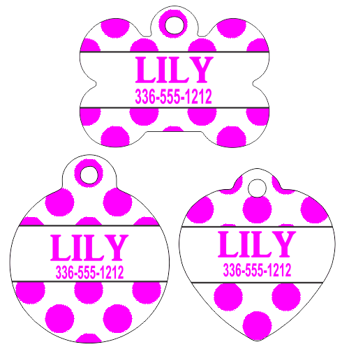 Personalized Polka Dot Pet Tag for Dogs and Cats