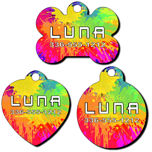 Personalized Paint Splash Background Pet Tag for Dogs and Cats